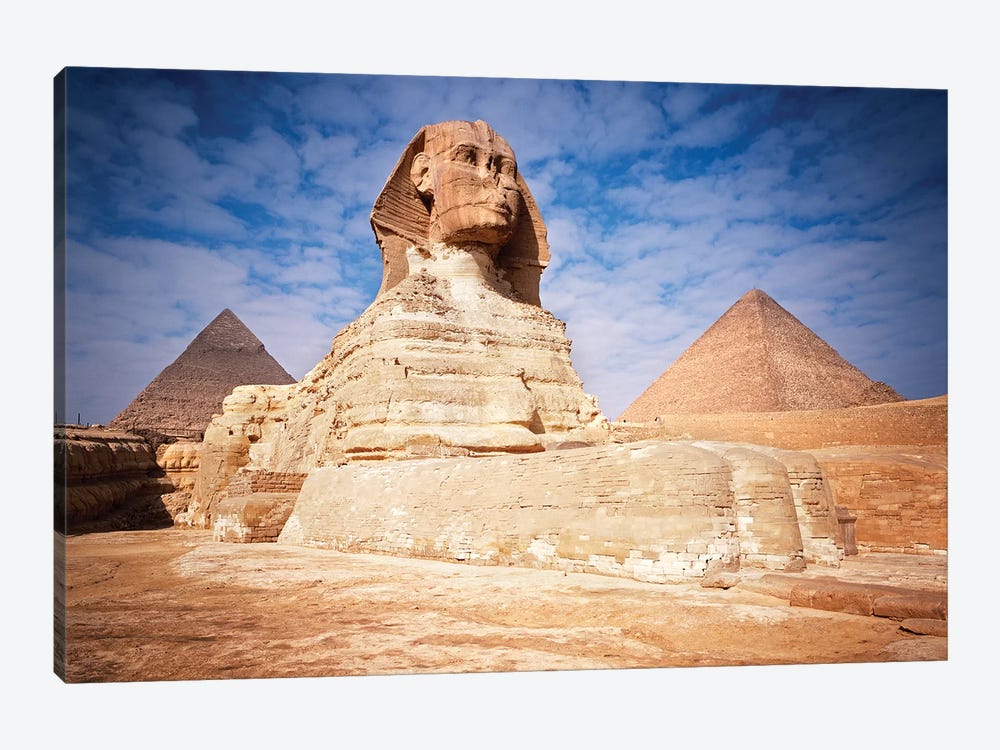 The Great Sphinx Chefren & Cheops Pyramids At Giza, Egypt by Vintage Images 1-piece Canvas Art