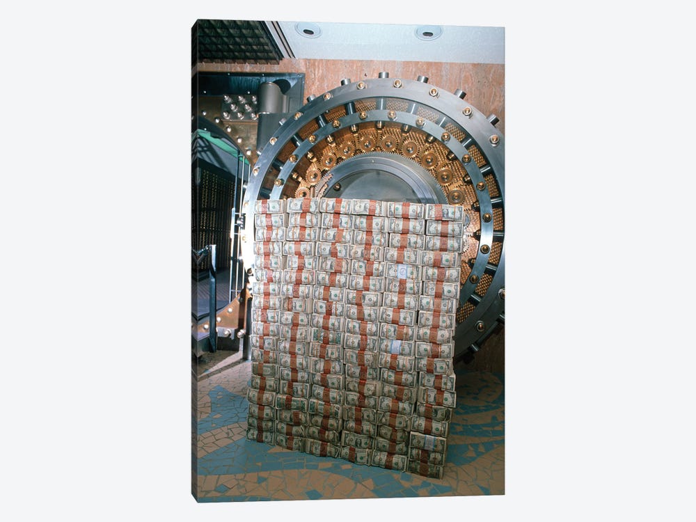 Money Stacked By Bank Vault I by Vintage Images 1-piece Canvas Art Print