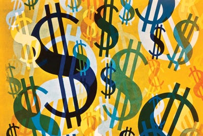 Overall Pattern $ $ Adollar Dollars Signs by Vintage Images canvas print