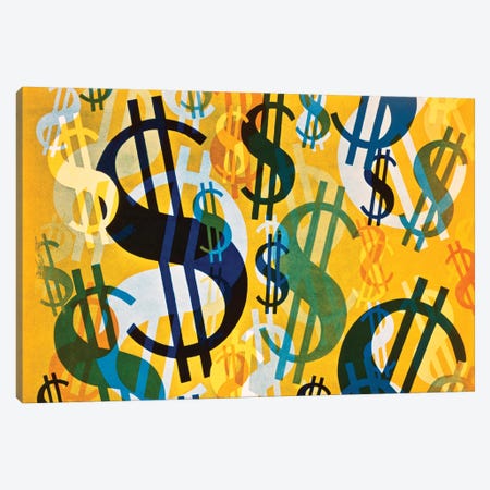 Overall Pattern $ $ Adollar Dollars Signs Canvas Print #VTG651} by Vintage Images Art Print