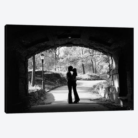 1960s Silhouette Of Anonymous Young Couple Embracing Kissing At Entrance To Central Park Tunnel New York City Usa Canvas Print #VTG659} by Vintage Images Canvas Print