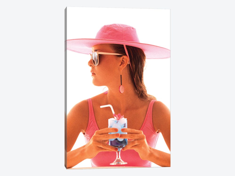 1980s Young Woman In Bathing Suit Having A Drink by Vintage Images 1-piece Canvas Print