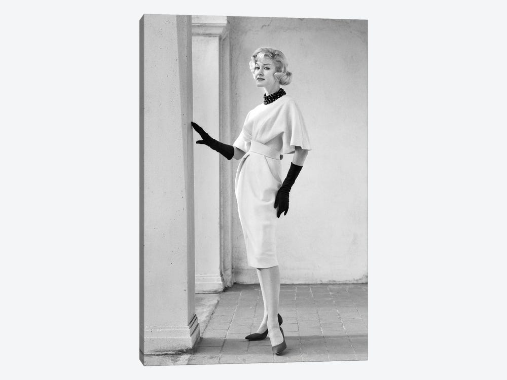1960S Elegant Blonde Woman Wearing Dress With Full Draped Sleeves Long Gloves by Vintage Images 1-piece Canvas Art