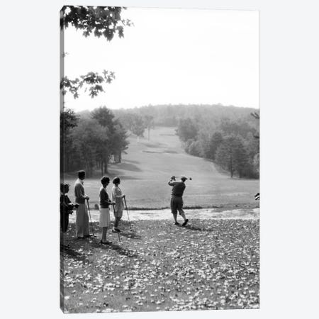1920s-1930s Group Of Golfers Teeing Off 2 Men 2 Women And 2 Caddies At The Country Club Pittsfield Berkshires Ma Canvas Print #VTG67} by Vintage Images Canvas Print