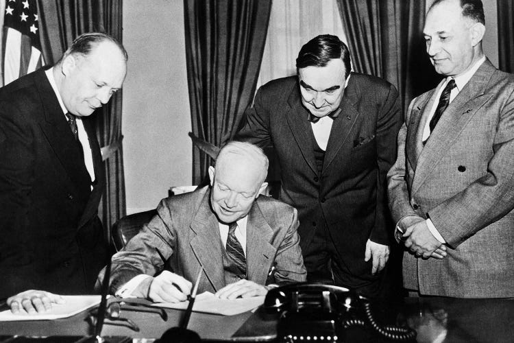 1950s President Dwight D. Eisenhower Signing A Proclamation