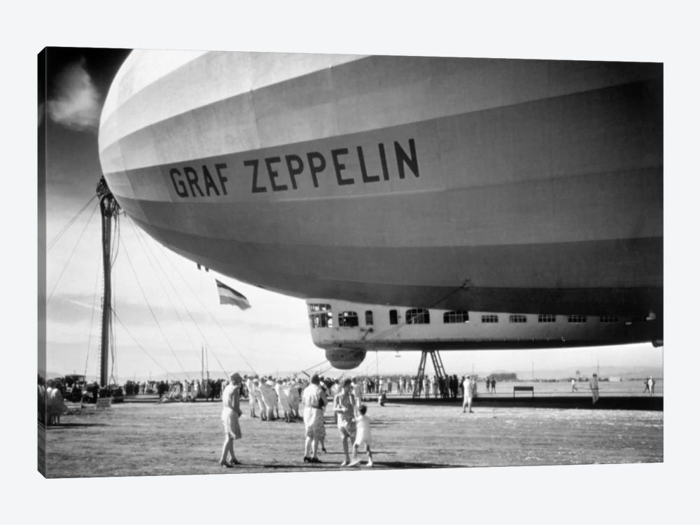 1920s-1930s People Looking At Gondola Of Graf Zeppelin Lz-127 German Rigid Lighter Than Air Airship by Vintage Images 1-piece Canvas Art