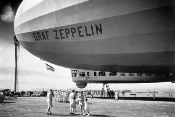 Blimps: 1920s-1930s People Looking At Gondola Of Graf Zeppelin Lz-127 German Rigid Lighter Than Air Airship by Vintage Images