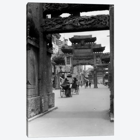 1920s-1930s Rickshaw On Street In Canton China Under Ornate Carved Arches Ancient Pai-Lous Chinese Architecture Canvas Print #VTG69} by Vintage Images Canvas Wall Art