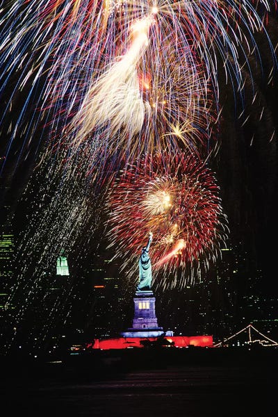 Fireworks: 1980s Statue Of Liberty Fireworks New York NY USA by Vintage Images