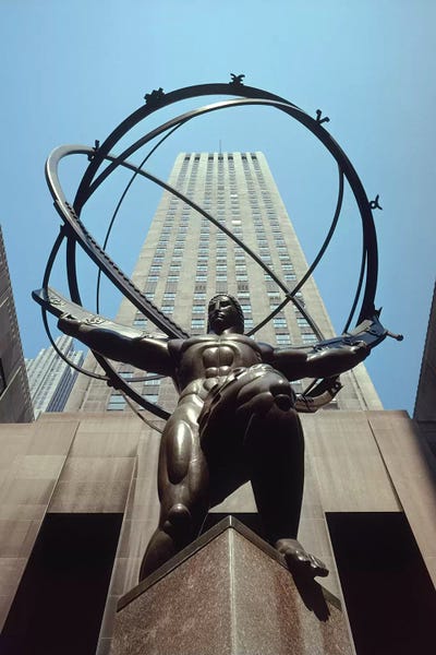 New York City NY Atlas Statue Rockefeller Center by Vintage Images canvas print