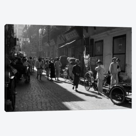 1920s-1930s Street Scene Rickshaws Waiting For Hire Hong Kong China Canvas Print #VTG72} by Vintage Images Canvas Print