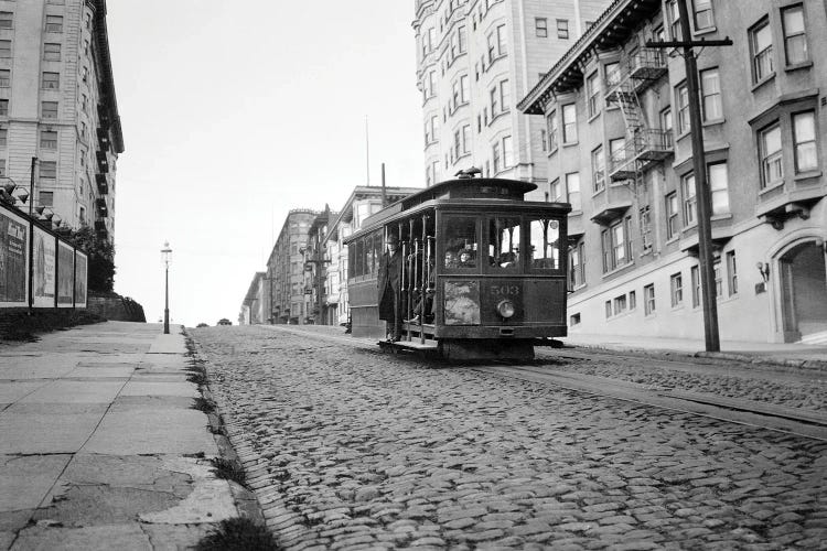 1910s San Francisco Cable Car Going Up Hill On Brick Road California USA by Vintage Images wall art