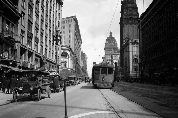 1920 Interurban Trolley On Market Street San Francisco California USA