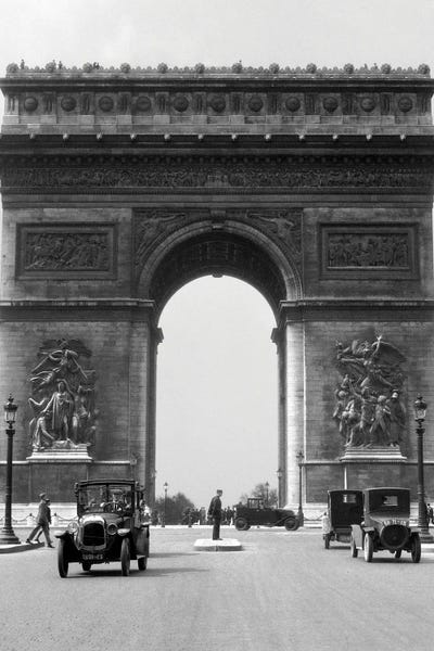 Arc de Triomphe: 1920s 1930s Arc De Triomphe With Cars Paris France by Vintage Images