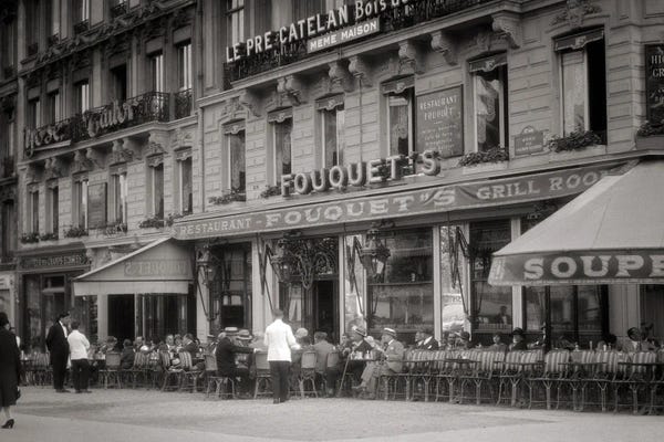 Paris Photography: 1920s 1930s Fouquet'S Restaurant Cafe Corner Champs Elysees And George V Paris France by Vintage Images