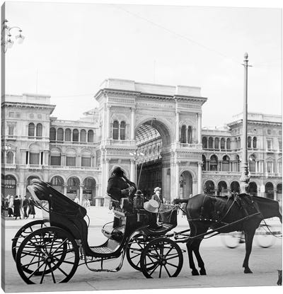 1920s 1930s Horse And Carriage Awaiting Tourists Farmers Shopping Arcade Galleria Vittorio Emmanuel Milan Italy Canvas Art Print