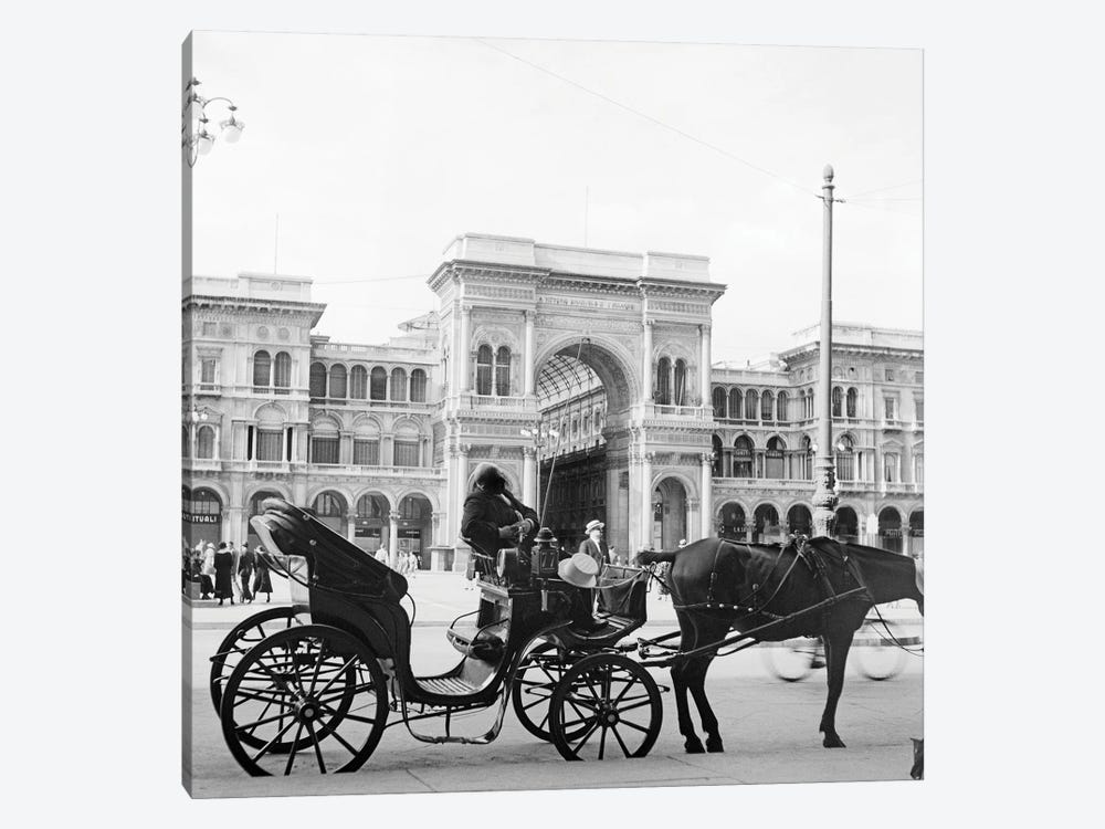 1920s 1930s Horse And Carriage Awaiting Tourists Farmers Shopping Arcade Galleria Vittorio Emmanuel Milan Italy by Vintage Images 1-piece Canvas Wall Art