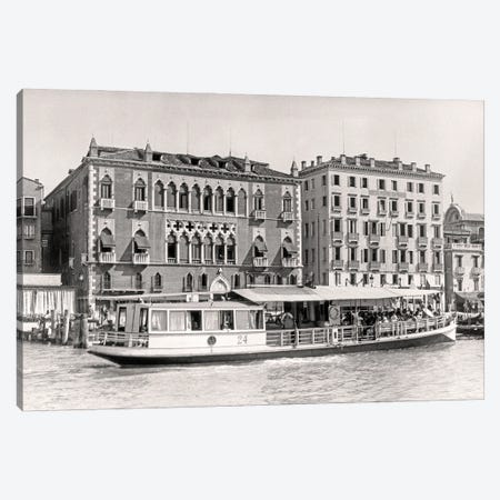 1920s Ferry Boat Delivering People Guests To Luxury Hotel Royal Danieli Formerly Late 14Th Century Palazzo Dandolo Venice Italy Canvas Print #VTG745} by Vintage Images Canvas Wall Art