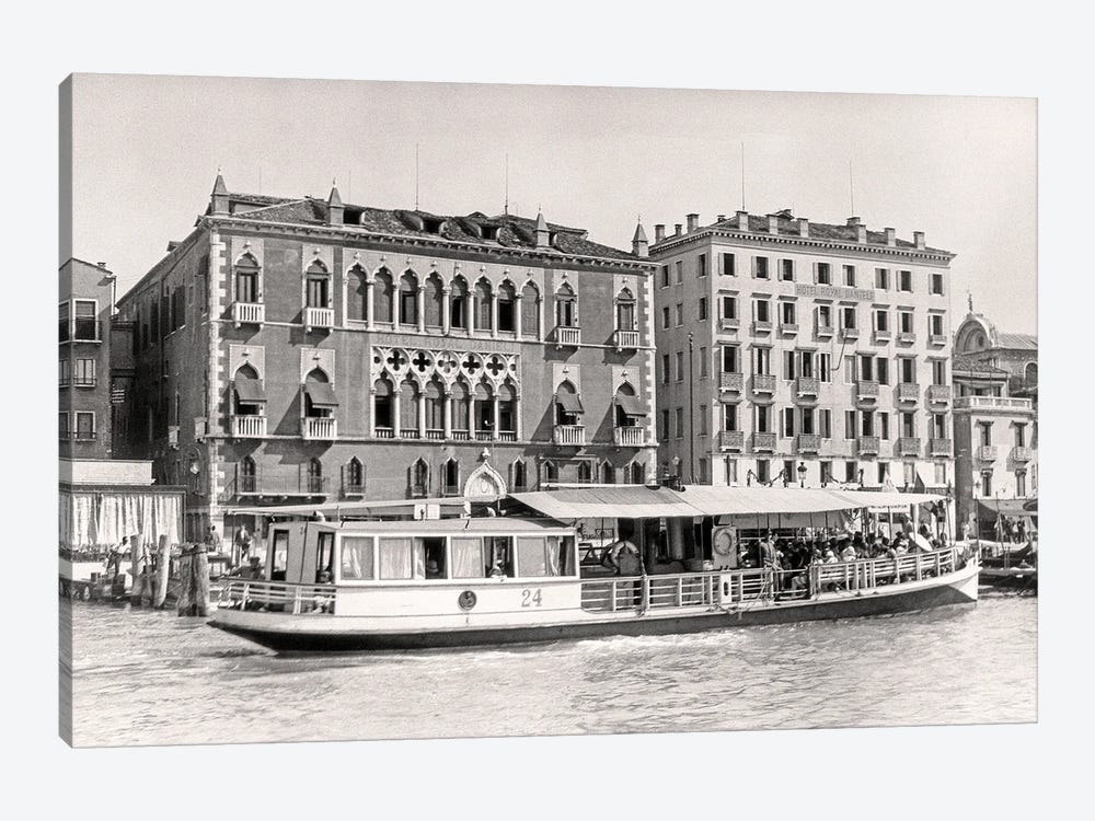 1920s Ferry Boat Delivering People Guests To Luxury Hotel Royal Danieli Formerly Late 14Th Century Palazzo Dandolo Venice Italy by Vintage Images 1-piece Canvas Art