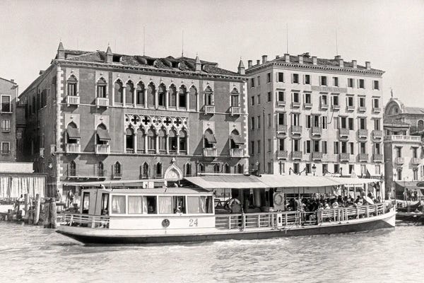 1920s Ferry Boat Delivering People Guests To Luxury Hotel Royal Danieli Formerly Late 14Th Century Palazzo Dandolo Venice Italy