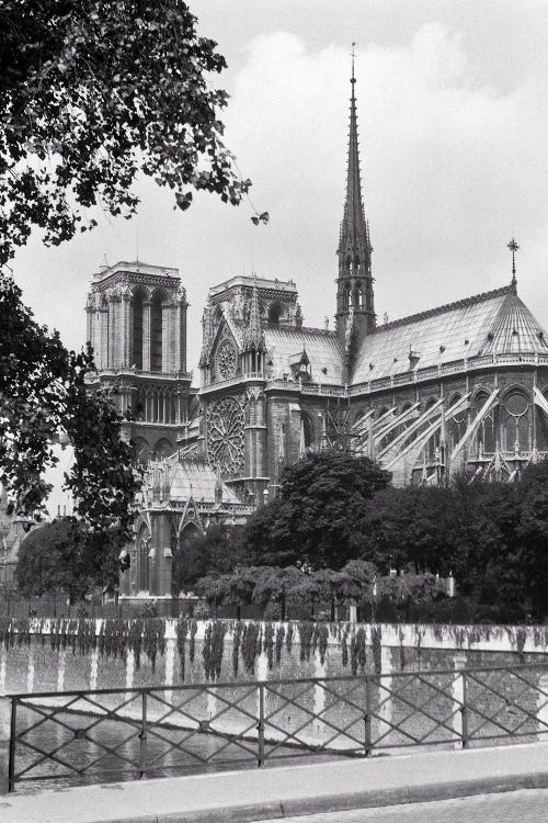 1920s Notre Dame Cathedral Eastern Facade Spire Roman Catholic Medieval French Gothic Architecture Built 1163 1345 Paris France by Vintage Images wall art