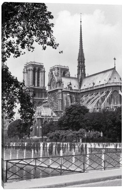 1920s Notre Dame Cathedral Eastern Facade Spire Roman Catholic Medieval French Gothic Architecture Built 1163 1345 Paris France Canvas Art Print - Notre Dame Cathedral