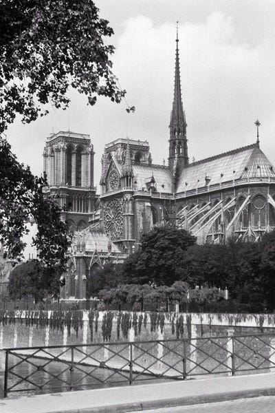 Notre Dame Cathedral: 1920s Notre Dame Cathedral Eastern Facade Spire Roman Catholic Medieval French Gothic Architecture Built 1163 1345 Paris France by Vintage Images