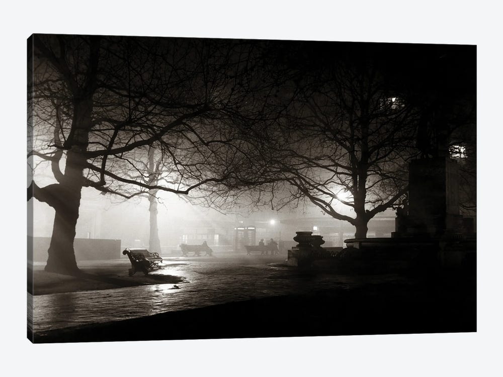 1930s Dark Spooky Eerie Park Benches Leicester Square London England by Vintage Images 1-piece Art Print