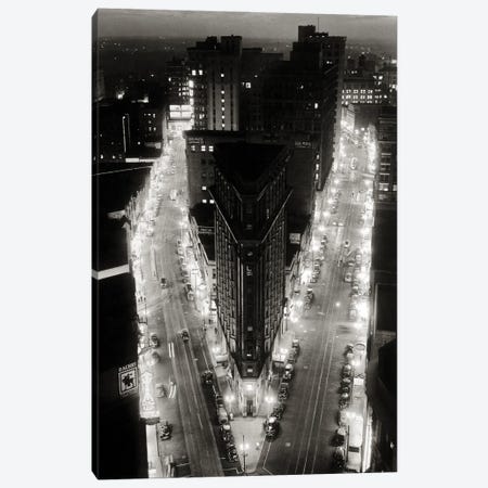 1930s Elevated Night View Of Downtown Intersection Of Broad And Peachtree The Triangular Flatiron Building Atlanta Georgia USA Canvas Print #VTG762} by Vintage Images Canvas Art Print