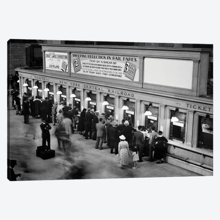1930s Travelers Buying Rail Tickets Grand Central Station New York City Canvas Print #VTG765} by Vintage Images Canvas Art