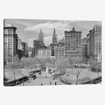 1940s 1950s Spring Day Union Square Looking North To Empire State And Met Life Buildings Manhattan New York City New York USA Canvas Print #VTG768} by Vintage Images Canvas Art Print