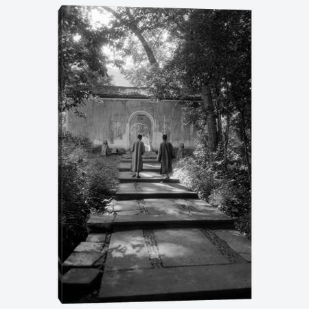 1920s-1930s Two Chinese Men In Robes Walking Up Quiet Garden Path Canvas Print #VTG76} by Vintage Images Canvas Wall Art