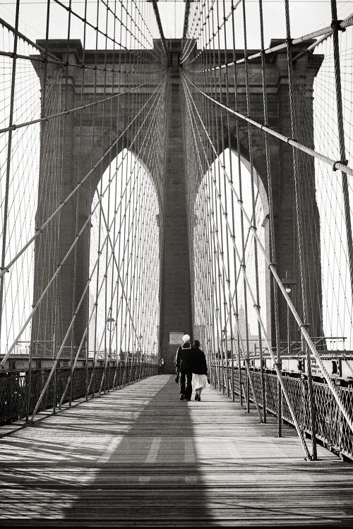 1940s Back View Of Couple Man Usn Sailor In Uniform With His Arm Around Woman Walking On The Brooklyn Bridge New York City USA