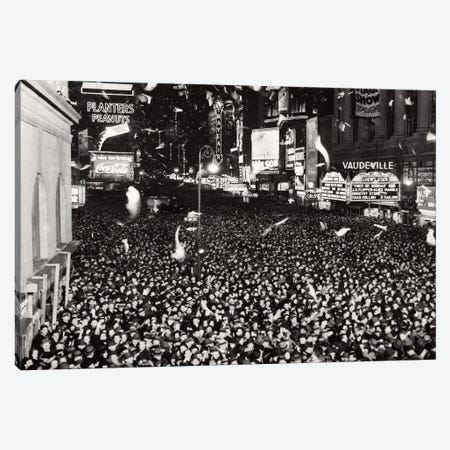 1940s January 1 1940 Jammed Packed Crowd Of People Men Women Teenagers Celebrating New Year Times Square New York USA Canvas Print #VTG773} by Vintage Images Canvas Art
