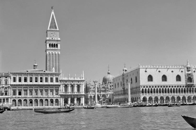 1950s 1960s Doges Palace And Gondolas In Harbor Venice Italy