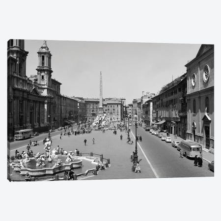 1950s 1960s Piazza Navona View Of City Square With Fountains Rome Italy Canvas Print #VTG783} by Vintage Images Canvas Print