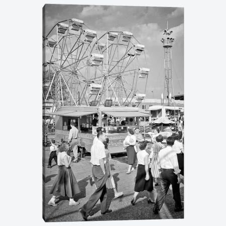 1950s Crowd Men Women Teenagers Attending Walking On The Midway Of The York County Fair Pennsylvania USA Canvas Print #VTG790} by Vintage Images Canvas Artwork