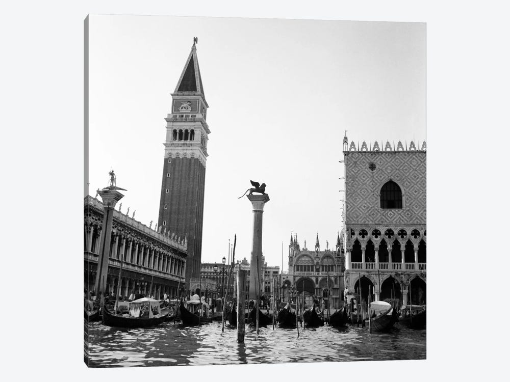 1920s-1930s Venice Italy Piazza San Marco Campanile Tower And Winged Lion Statue by Vintage Images 1-piece Canvas Art