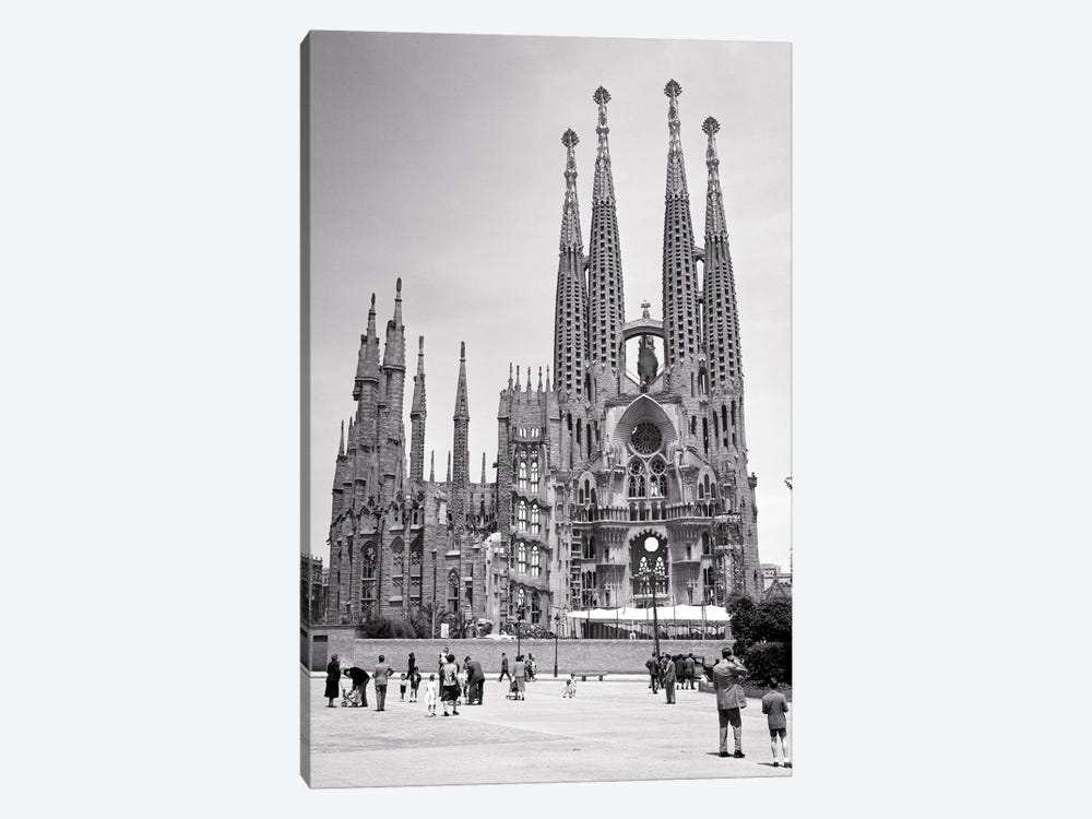 1950s The Great Unfinished Gothic Modernisme Cathedral Of The Sagrada Familia By Architect Antoni Gaudi Barcelona Spain by Vintage Images 1-piece Canvas Art Print