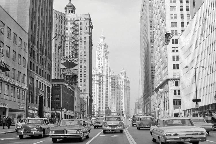 1960s 1963 Chicago Il USA Michigan Avenue Traffic Wrigley Building by Vintage Images wall art