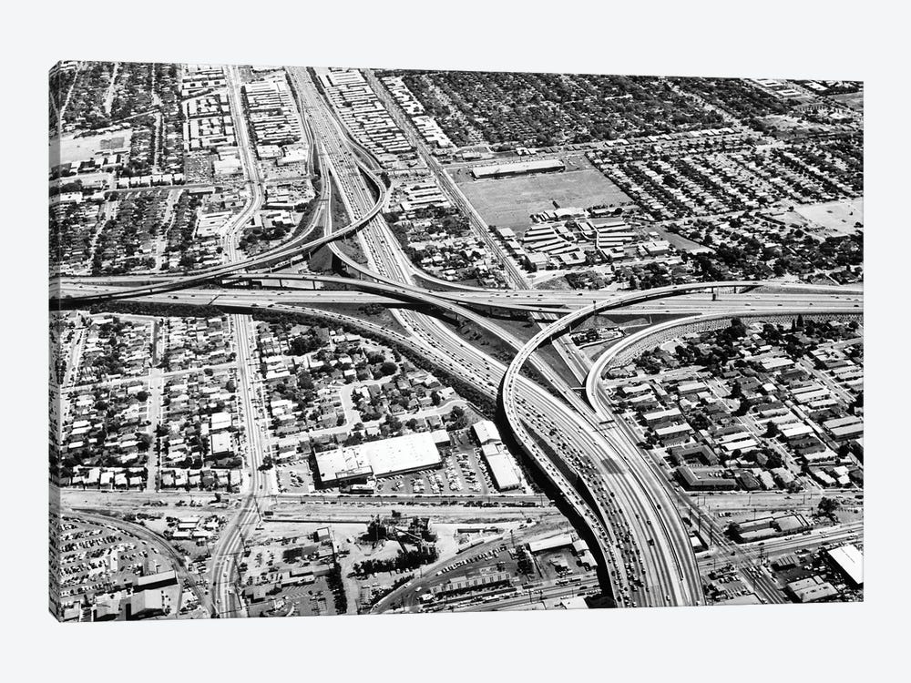 1960s 1970s Junction Of Interstate Us10 And Us405 The 405 And The Santa Monica Freeway In Los Angeles California USA by Vintage Images 1-piece Canvas Art