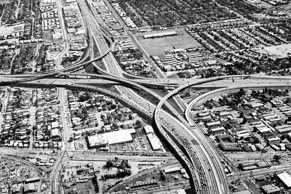 Santa Monica: 1960s 1970s Junction Of Interstate Us10 And Us405 The 405 And The Santa Monica Freeway In Los Angeles California USA by Vintage Images