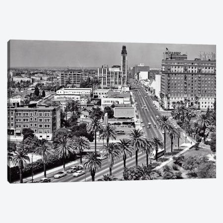 1960s Aerial Of Wilshire Boulevard Look Across Lafayette Park To Shopping District Sheraton Hotel Palm Trees Los Angeles Ca USA Canvas Print #VTG812} by Vintage Images Canvas Print