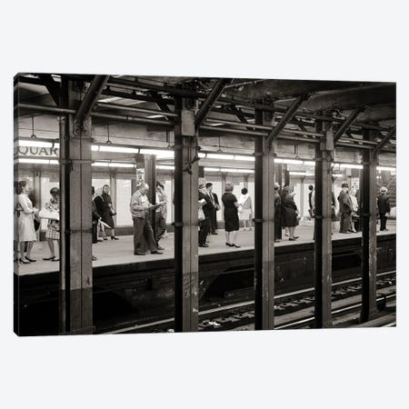 1960s Anonymous Riders Passengers Standing Waiting For Subway Train At 14Th Street Union Square Station NYC USA Canvas Print #VTG813} by Vintage Images Canvas Art Print