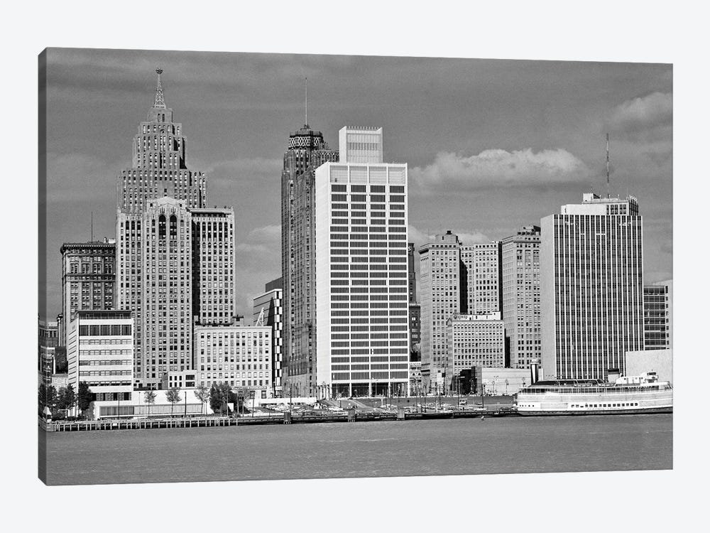 1960s Building Skyline Across The Detroit River Detroit Michigan USA by Vintage Images 1-piece Canvas Art Print