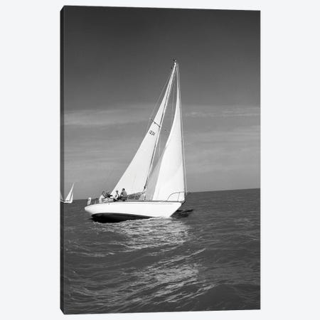 1960s Group Of Five Men Sailing On Large Sailboat Canvas Print #VTG819} by Vintage Images Canvas Print