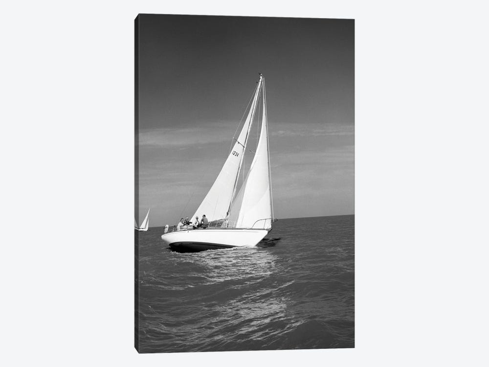 1960s Group Of Five Men Sailing On Large Sailboat by Vintage Images 1-piece Art Print