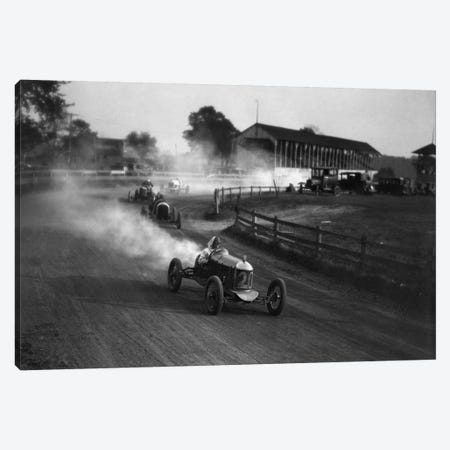 1930s Auto Race On Dirt Track With Cars Going Around Turn Kicking Up Dust Canvas Print #VTG83} by Vintage Images Canvas Wall Art