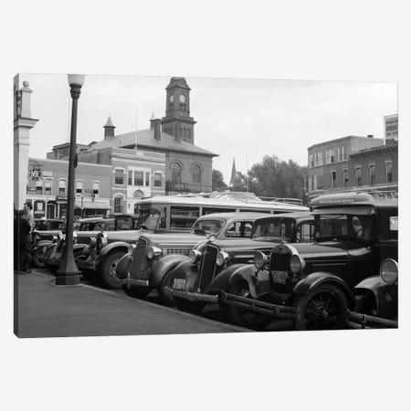 1930s Buses Cars Parked Small Town Square Claremont New Hampshire USA Canvas Print #VTG87} by Vintage Images Canvas Art Print