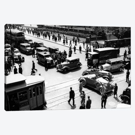 1930s Busy Intersection Fifth Avenue And 42nd Street With Traffic Jam & Many Pedestrians New York City USA Canvas Print #VTG88} by Vintage Images Canvas Art